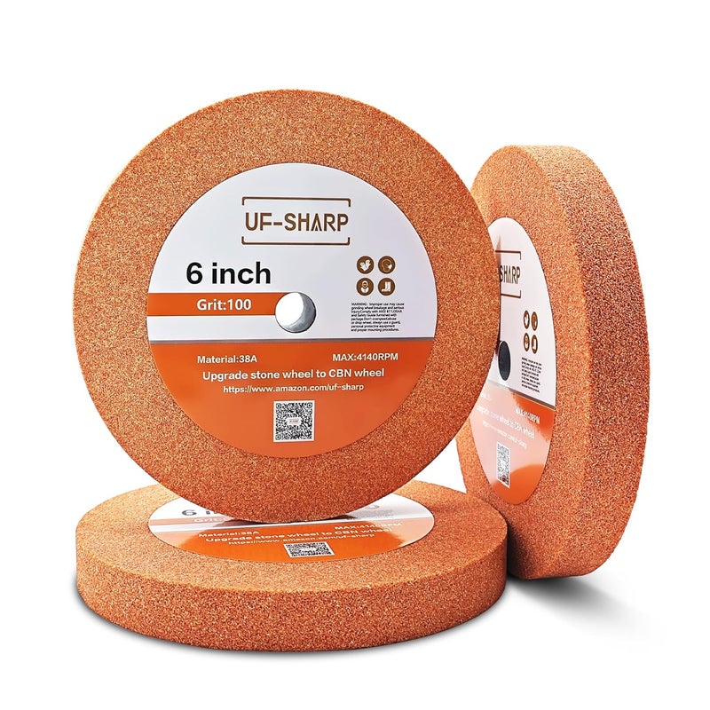 UF-SHARP 6 inch Bench Grinder Wheels, 1" Wide,1/2" Arbor, 150 Grit Aluminum Oxide Grinding Wheel for HSS and Carbon Steel Tools (150 Grit) - Image 5